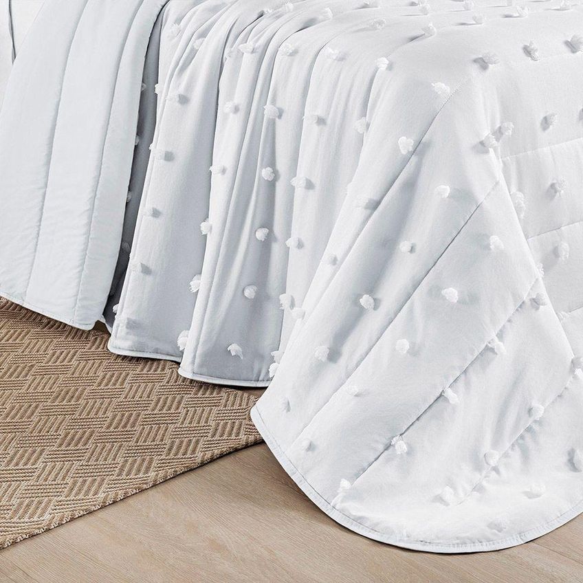 Cobre Leito Colcha Popilly King 3 Peças 100% Poliéster Macio Dupla Face Branco - imagem 5