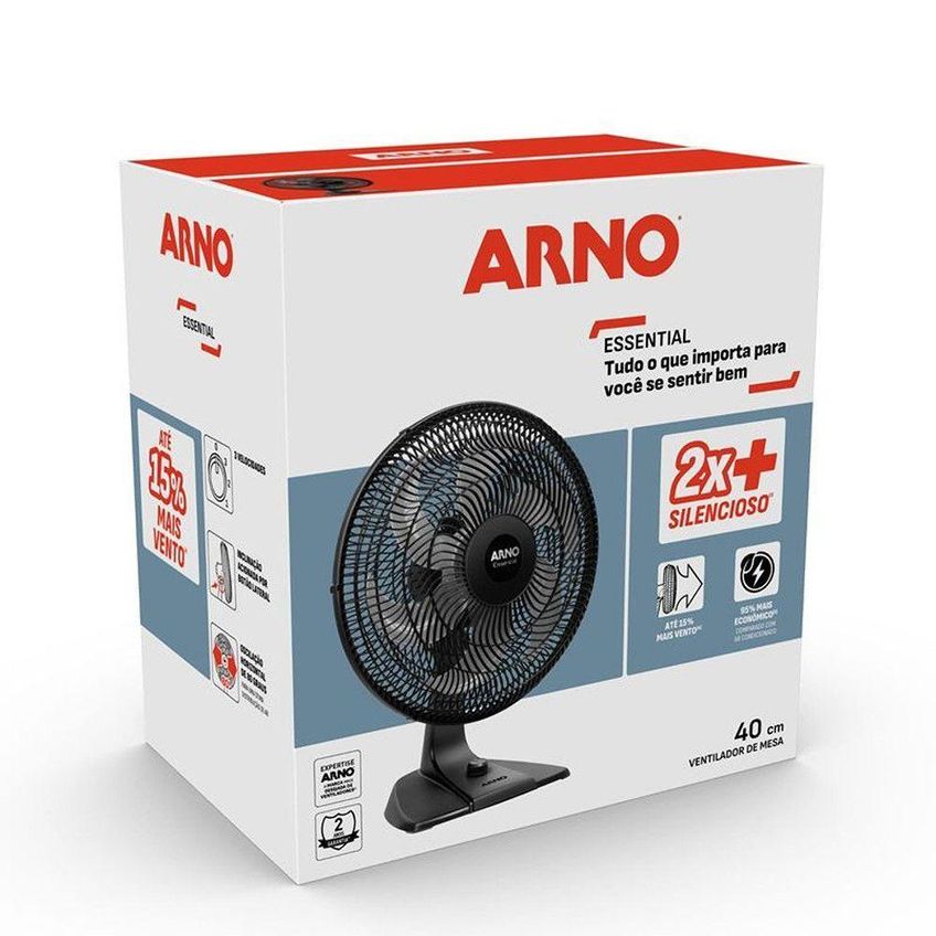 Ventilador De Mesa Arno 140w 6 Pás 3 Velocidades Vd2e Essential Preto Com Cinza 110v - imagem 4