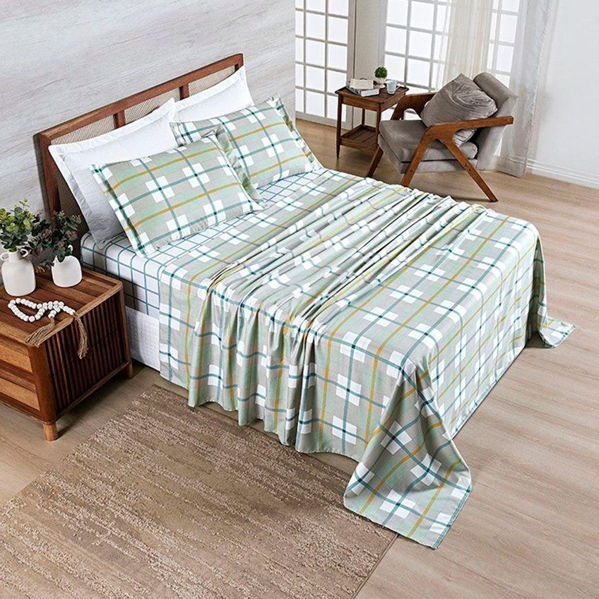 Jogo De Cama Elyte Queen 4 Peças Micropercal 300 Fios Branco Casa Show Enxovais - imagem 2
