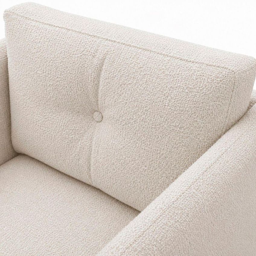 Poltrona Com Puff Aviv Verso Decorativa Tecido Bouclé Luxo Bege Clique & Decore - imagem 5