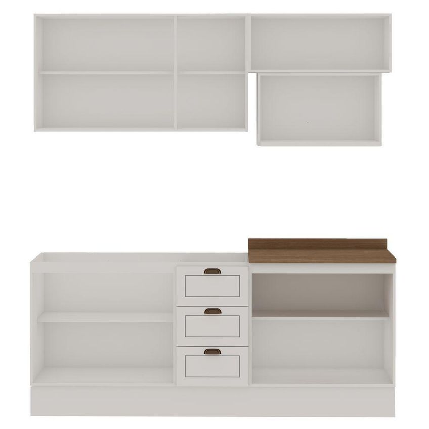 Cozinha Completa Americana 8 Portas 3 Gavetas MDF 200cm Branco Com Rodapé - imagem 3
