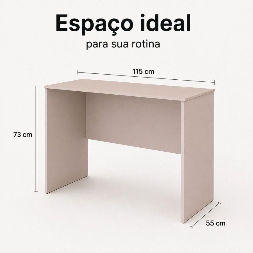 Escrivaninha Retangular Arizona Moderno Sem Gavetas MDF 115cm Off White - imagem 2