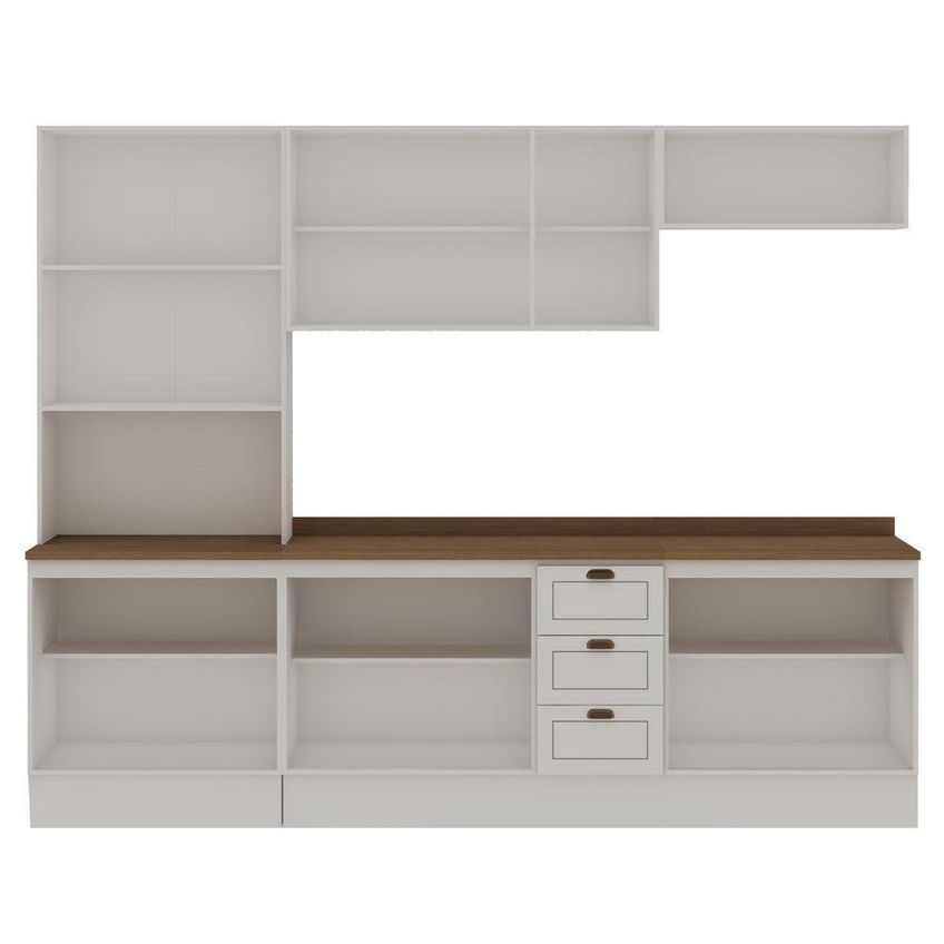 Cozinha Completa 5 Peças Americana 12 Portas 3 Gavetas MDF 280cm Branco Com Ébano Genialflex Móveis - imagem 3