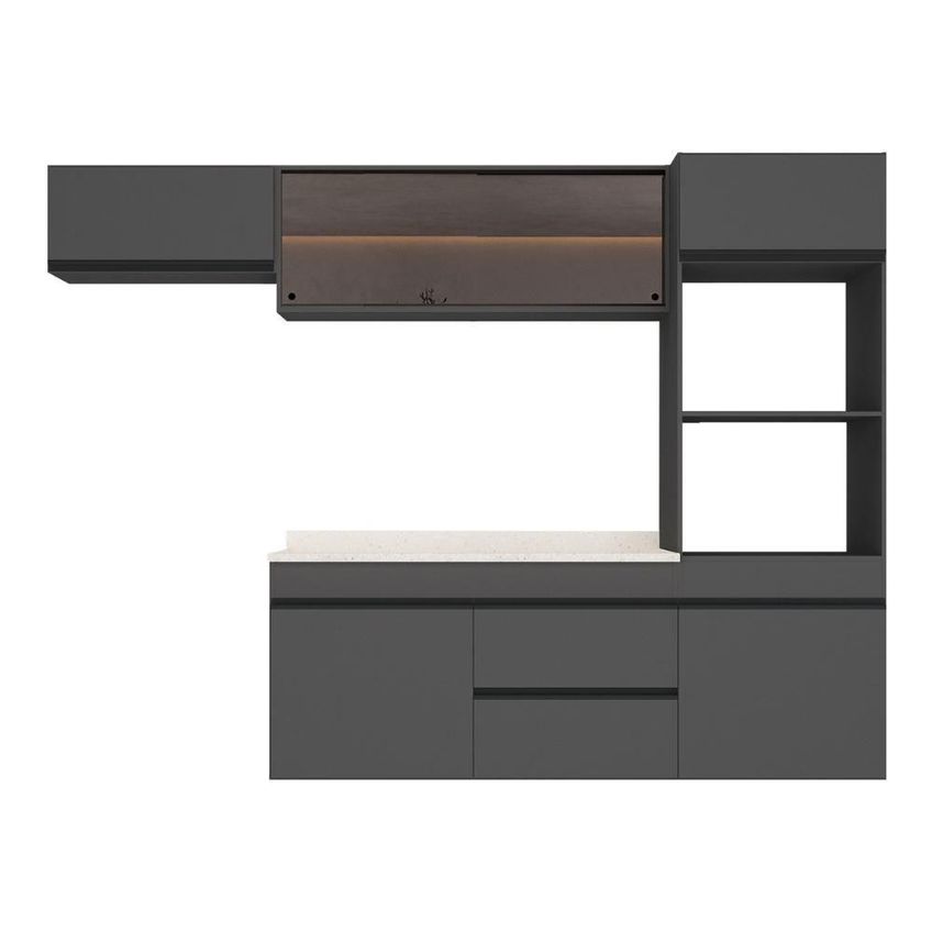 Cozinha Completa Milano 7 Portas 1 Gaveta Mdp-mdf 251,5cm Grafite E Creme Multimóveis - imagem 5