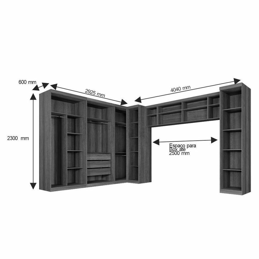 Guarda Roupa Modulado Linha Dallas 9 Portas De Bater 3 Gavetas Mdp Cinamomo Benetil Móveis - imagem 2