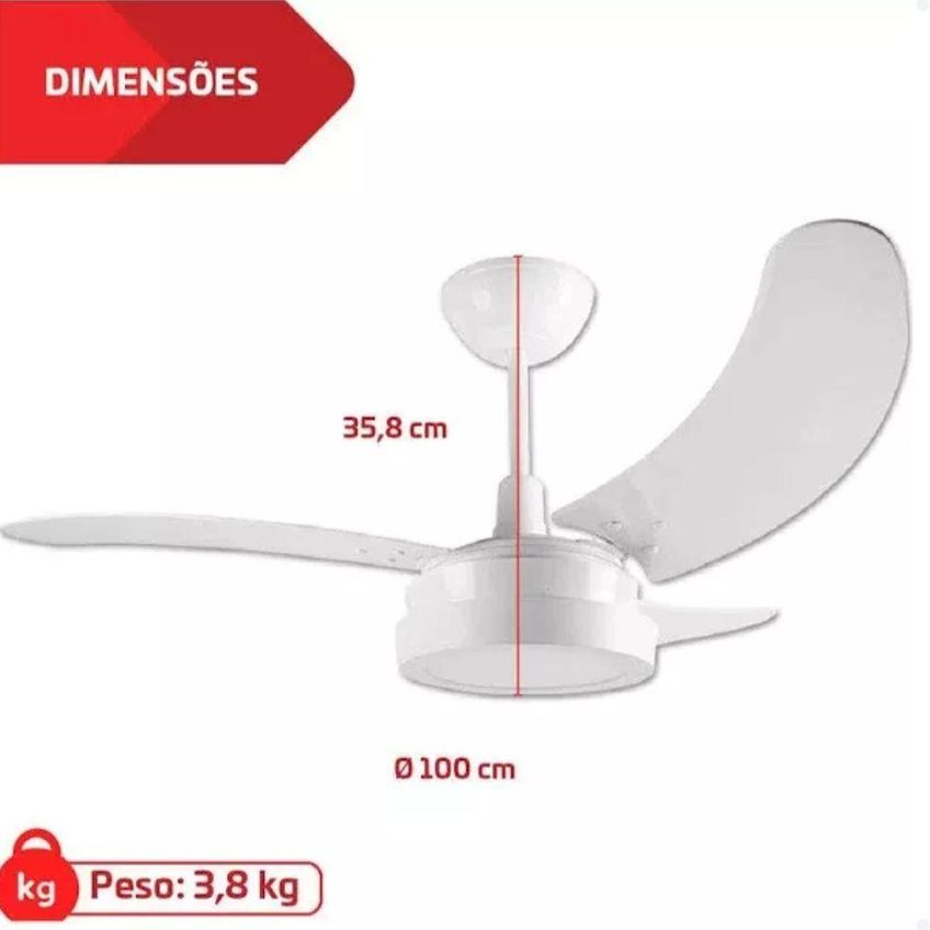 Ventilador De Teto Tron Max Led 130w 120cm 3 Pás Branco 110v - imagem 3