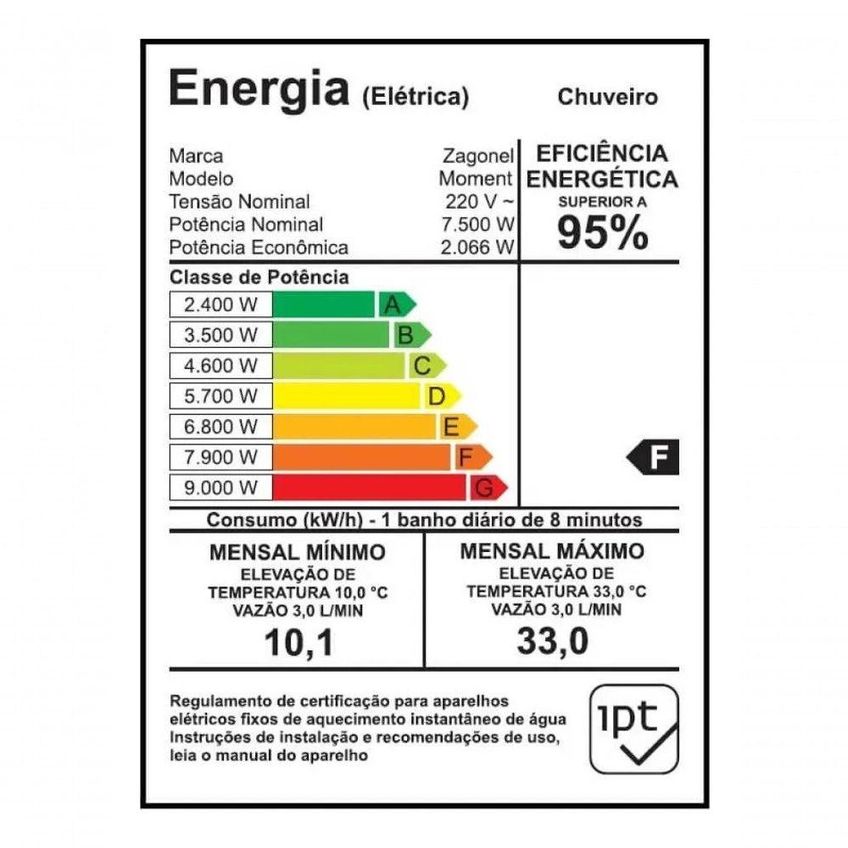 Ducha Eletronica Moment 7500w Baixa Pressao Compatibilidade Aquecimento Solar Zagonel 220v - imagem 2