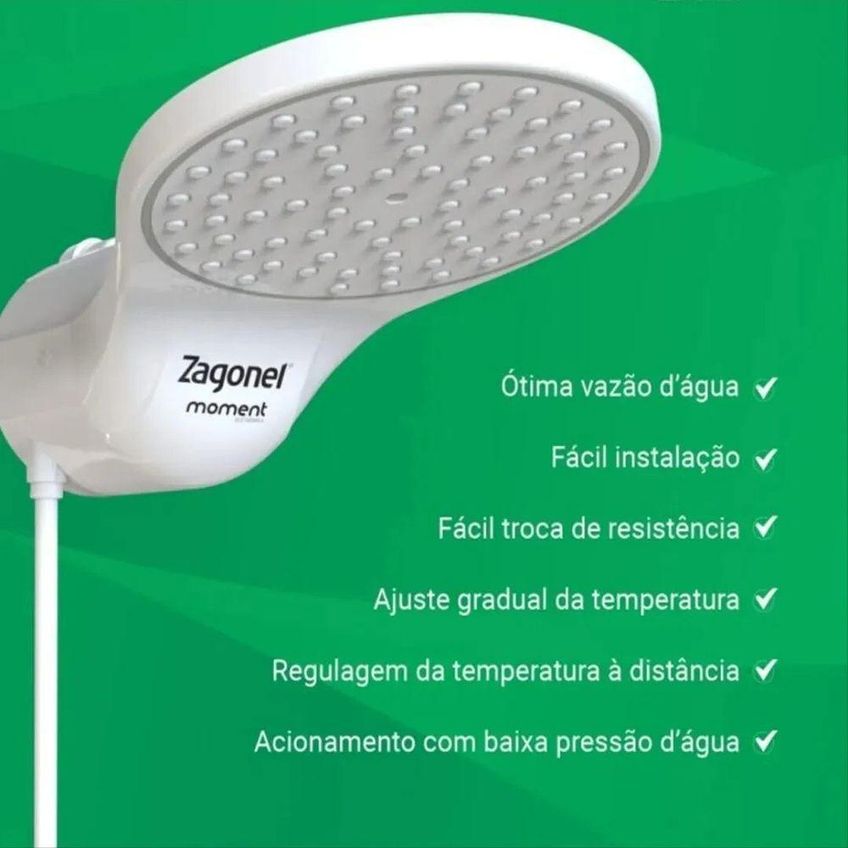 Ducha Eletronica Moment 7500w Baixa Pressao Compatibilidade Aquecimento Solar Zagonel 220v - imagem 4
