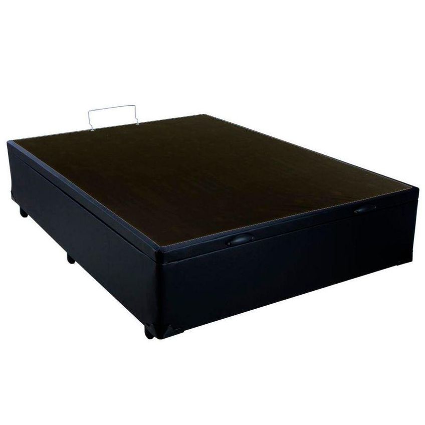 Cama Box Com Baú Casal Homequeen Blindado Reforçado Conjugado Preto 138cm - imagem 3