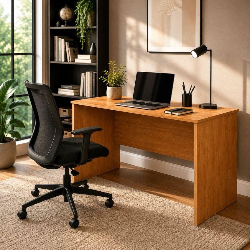 Escrivaninha Retangular Arizona Moderno MDF 115cm Cinza Benetil Móveis - imagem 5