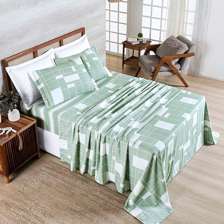 Jogo De Cama Elyte Queen 4 Peças Micropercal 300 Fios Branco Casa Show Enxovais - imagem 3