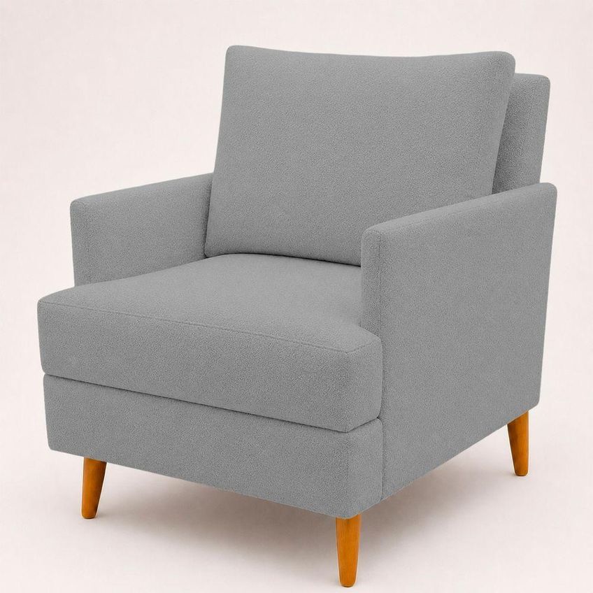 Kit 2 Poltronas Decorativas Serena Bouclé Premium Pés Palito Café Ammê Estofados - imagem 4