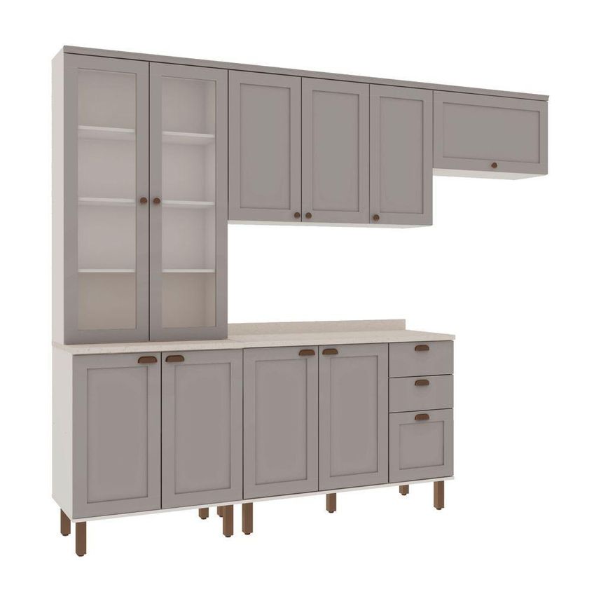 Cozinha Completa Iluminata 10 Portas 3 Gavetas MDF 280cm Branco Fendi Genialflex Móveis - imagem 3