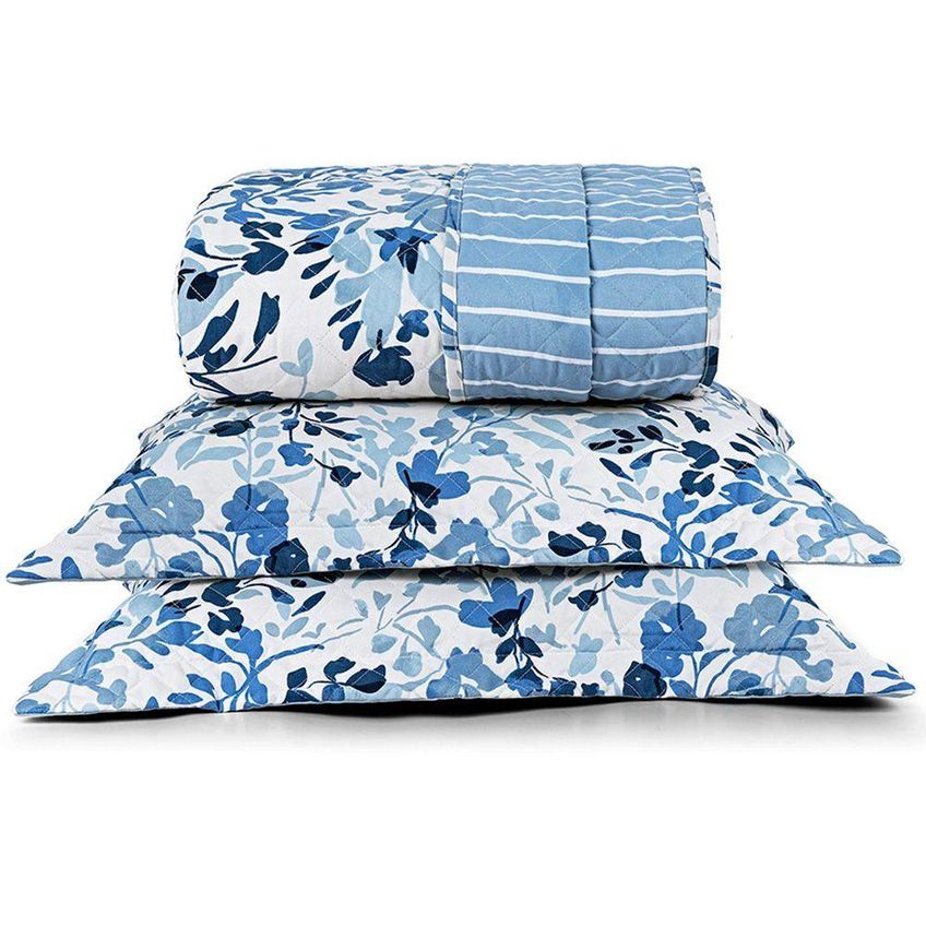 Coordenado Edredom E Cobre Leito Elyte King 4 Peças Dupla Face Floral 100% Poliéster - imagem 3