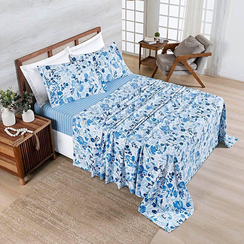 Coordenado Cobre Leito E Lençol Elyte Queen 7 Peças 100% Poliéster Macio Dupla Face Floral Casa Show - imagem 5