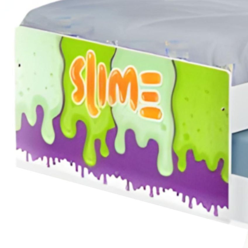Bicama Solteiro Com Cabeceira Slime Menino MDF-MDP Branco Casah - imagem 3