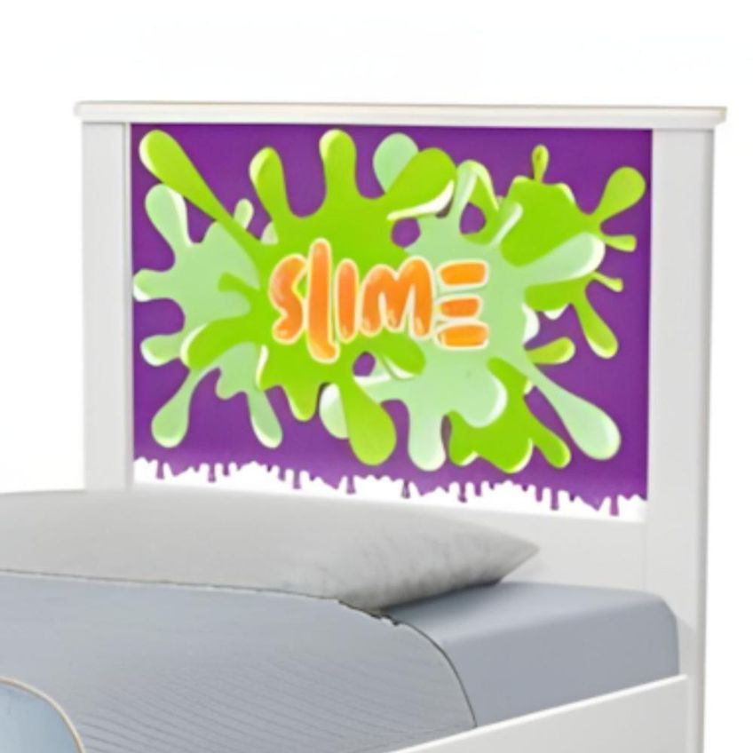 Bicama Solteiro Com Cabeceira Slime Menino MDF-MDP Branco Casah - imagem 4