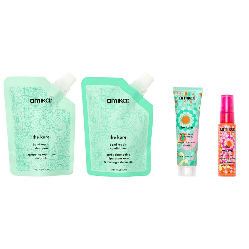 Conjunto De Teste De Rotina Capilar Amika Rescue Team Com Shampoo, Condicionador, Máscara E Primer - imagem 2