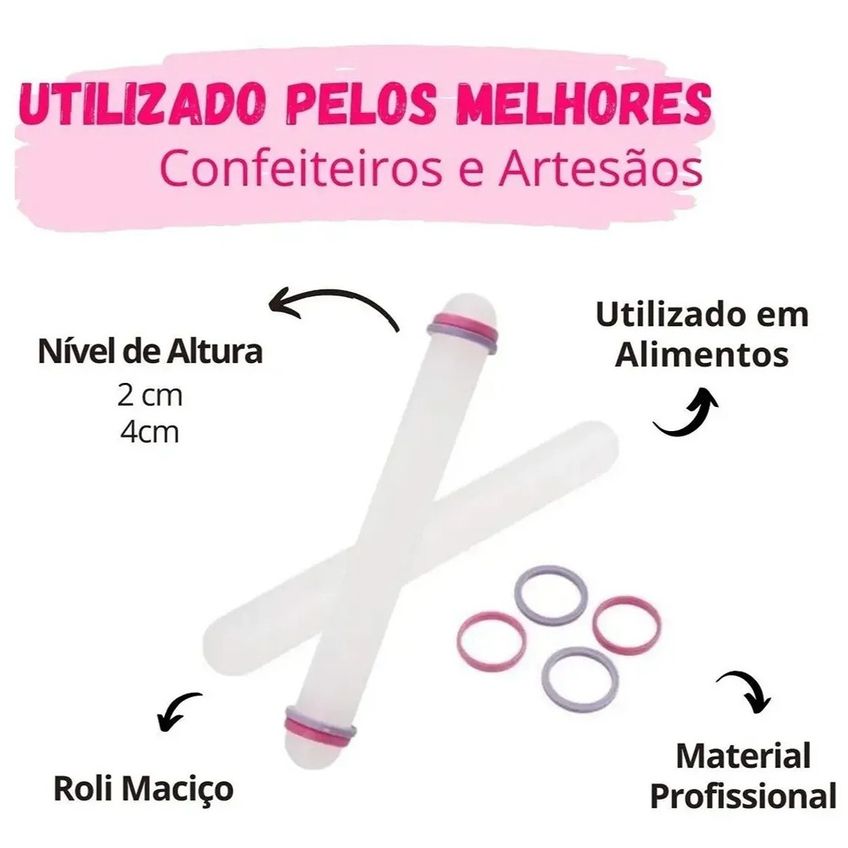 Rolo Antiaderente De 30cm Com Anéis Niveladores De Massa - imagem 4