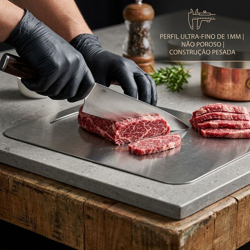 Tábua De Corte Em Aço Inox 29x20cm Higiênica Para Cozinha - imagem 3