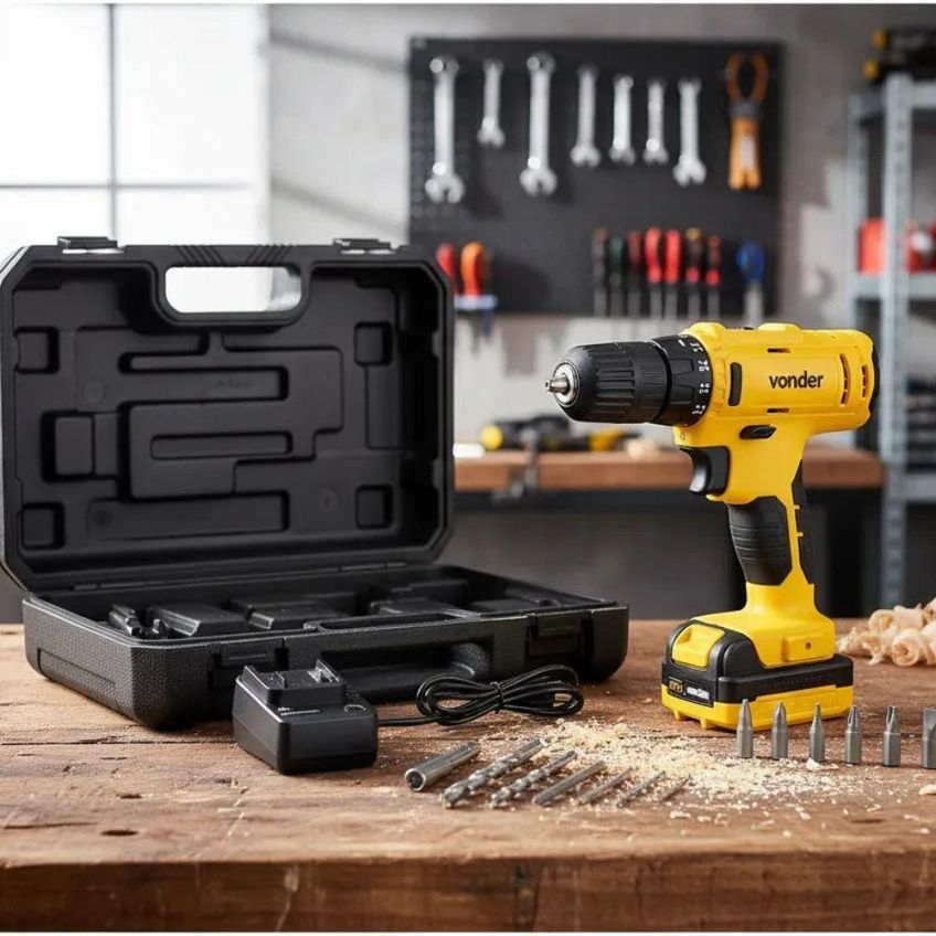 Parafusadeira Furadeira Vonder Pfv 120 Com Bateria 12v Fonte Bivolt - imagem 3