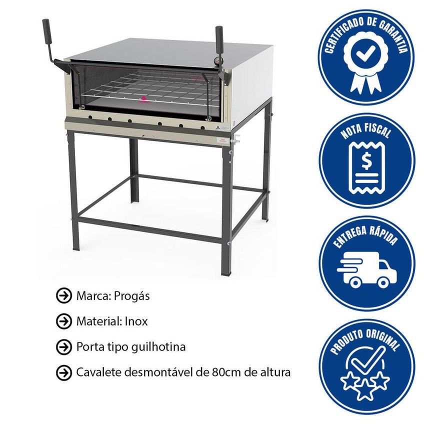 Forno Refratário Progás Em Inox A Gás Prp-900 G3 P47504 - imagem 4