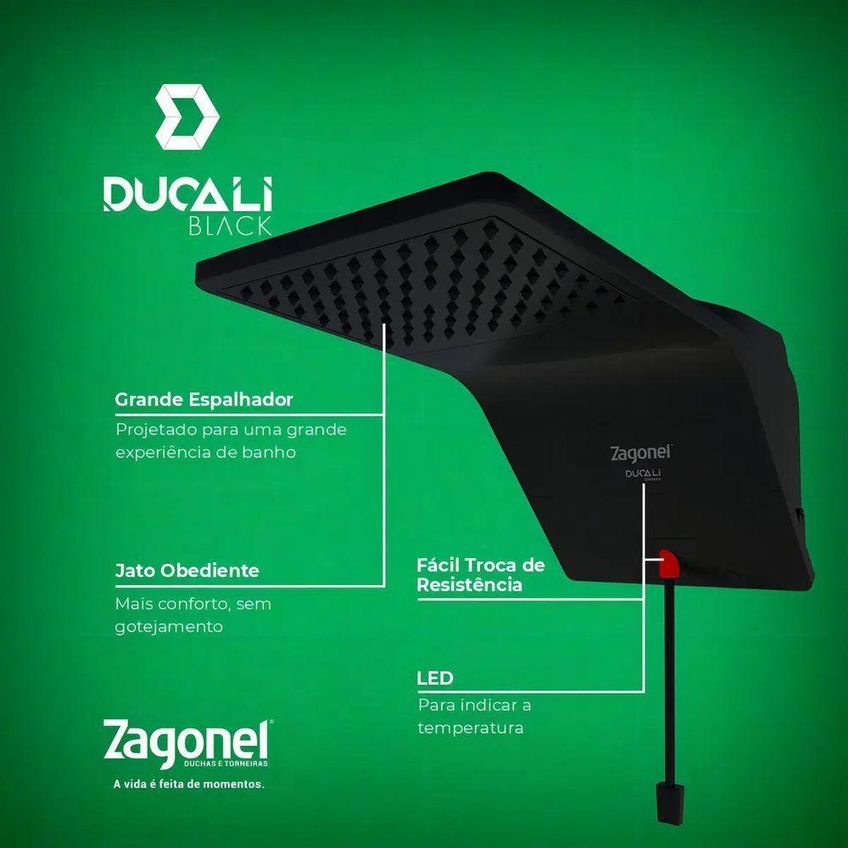 Ducha Eletrônica Ducali 5500w Compatível Com Sistemas Solares Zagonel 127v - imagem 2