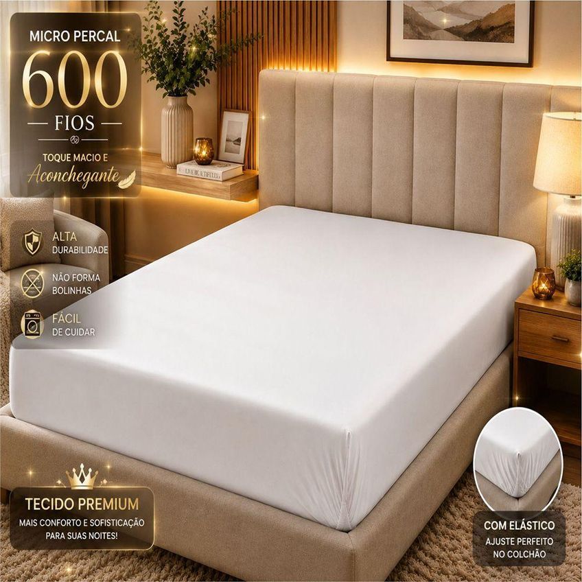 Jogo De Cama Lençol Quality Queen 100% Poliéster Micropercal 600 Fios Azul Claro Casa Show Enxovais - imagem 4
