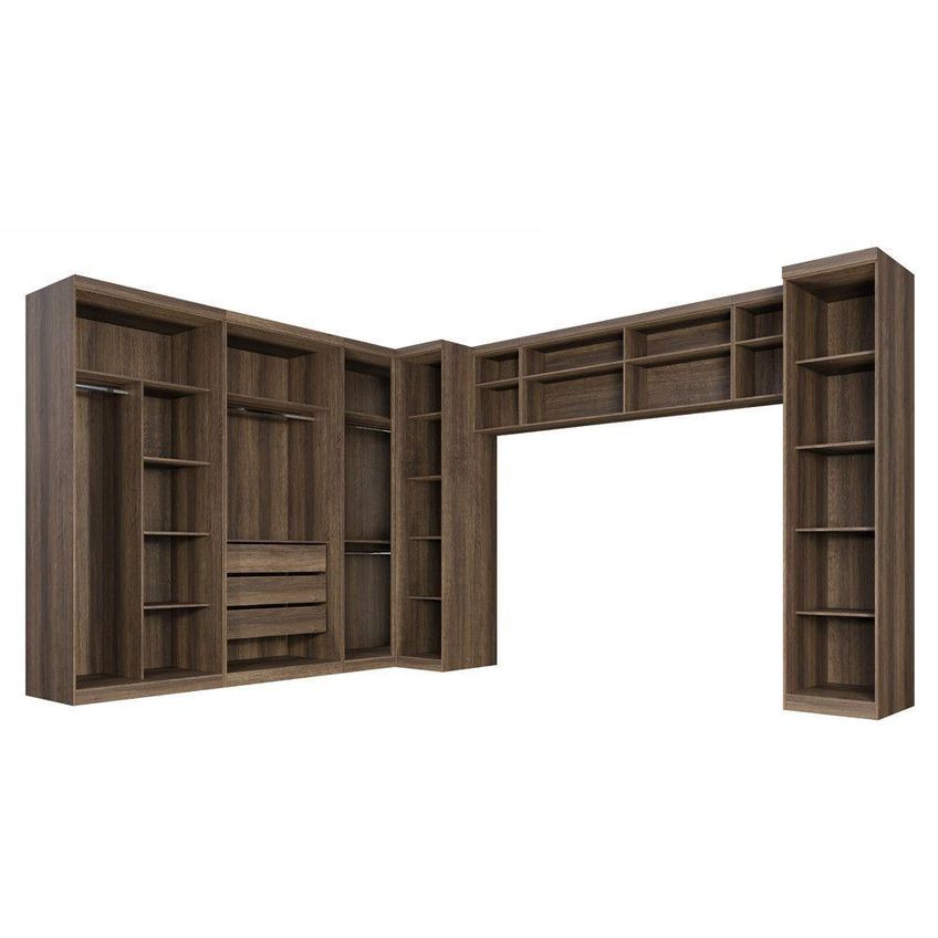 Guarda Roupa Modulado Linha Dallas 9 Portas De Bater 3 Gavetas Mdp Imbuia Benetil Móveis 696,5cm - imagem 3