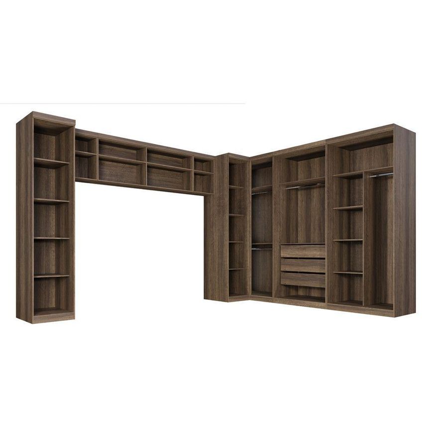Guarda Roupa Modulado Linha Dallas 9 Portas De Bater 3 Gavetas Mdp Imbuia Benetil Móveis 696,5cm - imagem 4