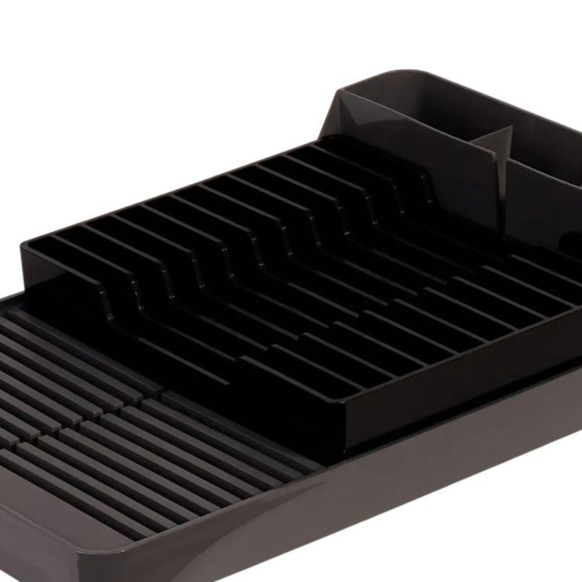 Escorredor De Louças E Talheres Smart Plástico Resistente Compartimento Exclusivo Cozinha Preto - imagem 3