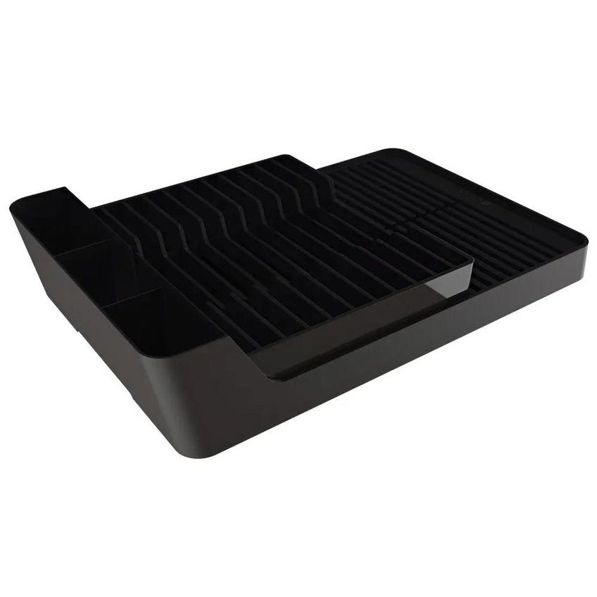 Escorredor De Louças E Talheres Smart Plástico Resistente Compartimento Exclusivo Cozinha Preto - imagem 5