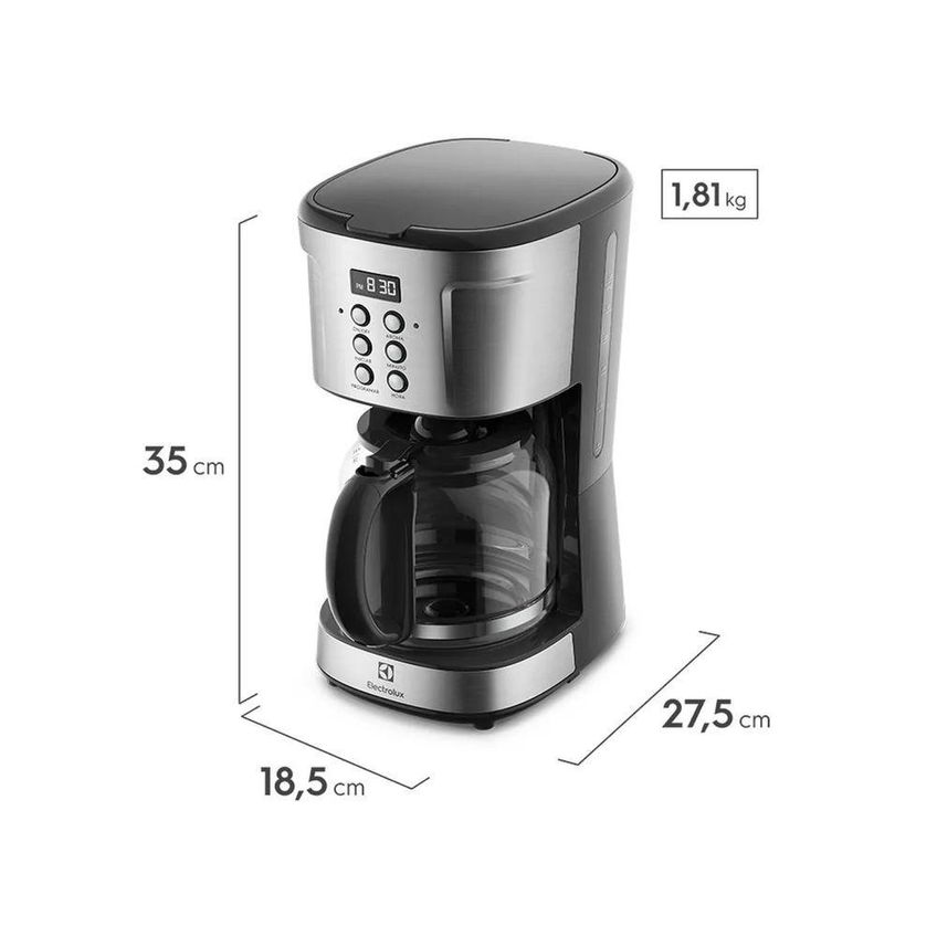 Cafeteira Elétrica Electrolux Ecm30 1,5l 38 Xícaras Preto Com Detalhes Em Inox 110v - imagem 3