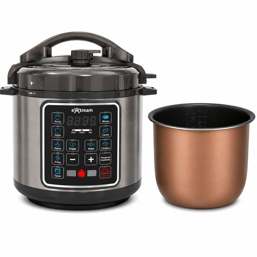 Panela De Pressão Elétrica Extream Smartcook Pro 6l 1000w Prata 220v - imagem 2