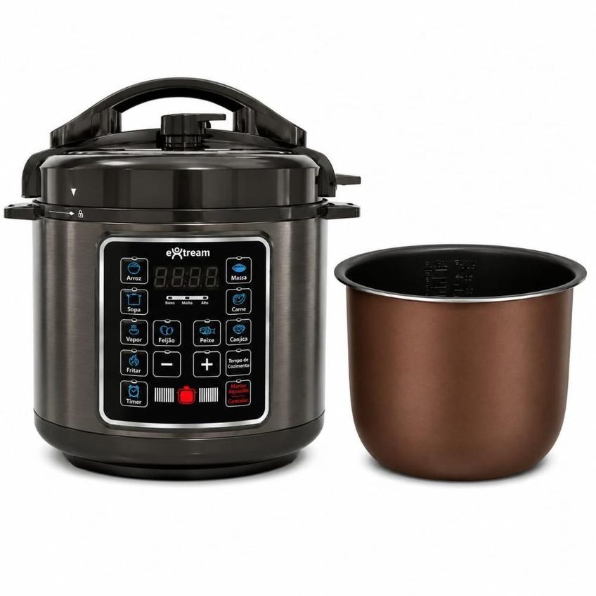 Panela De Pressão Elétrica Extream Smartcook Pro 6l 1000w Preto 220v - imagem 3