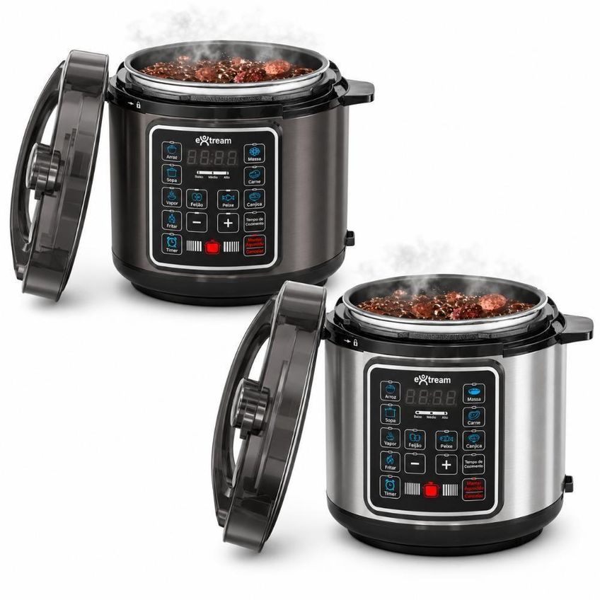 Panela De Pressão Elétrica Extream Smartcook Pro 6l 1000w Preto 220v - imagem 4