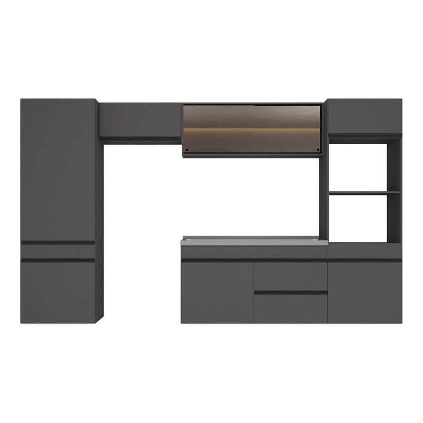 Cozinha Completa Modulada Milano 9 Portas 1 Gaveta MDP-MDF 313cm Grafite - imagem 3
