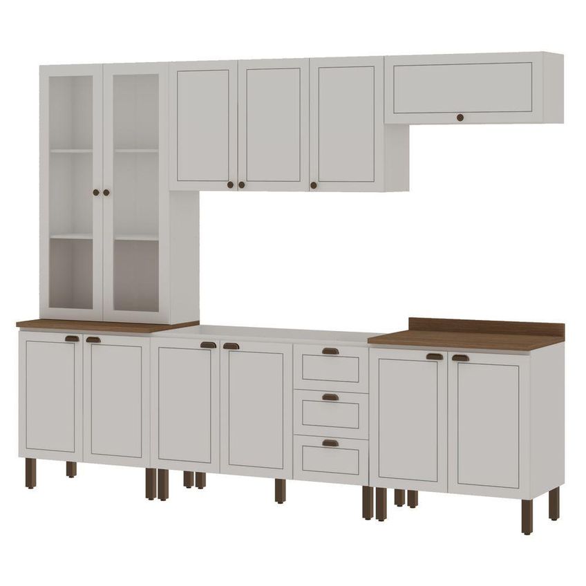 Cozinha Americana 5 Peças 12 Portas 3 Gavetas MDF 280cm Branco Genialflex - imagem 3