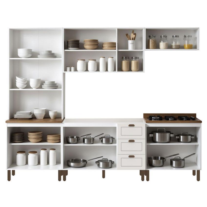 Cozinha Americana 5 Peças 12 Portas 3 Gavetas MDF 280cm Branco Genialflex - imagem 4