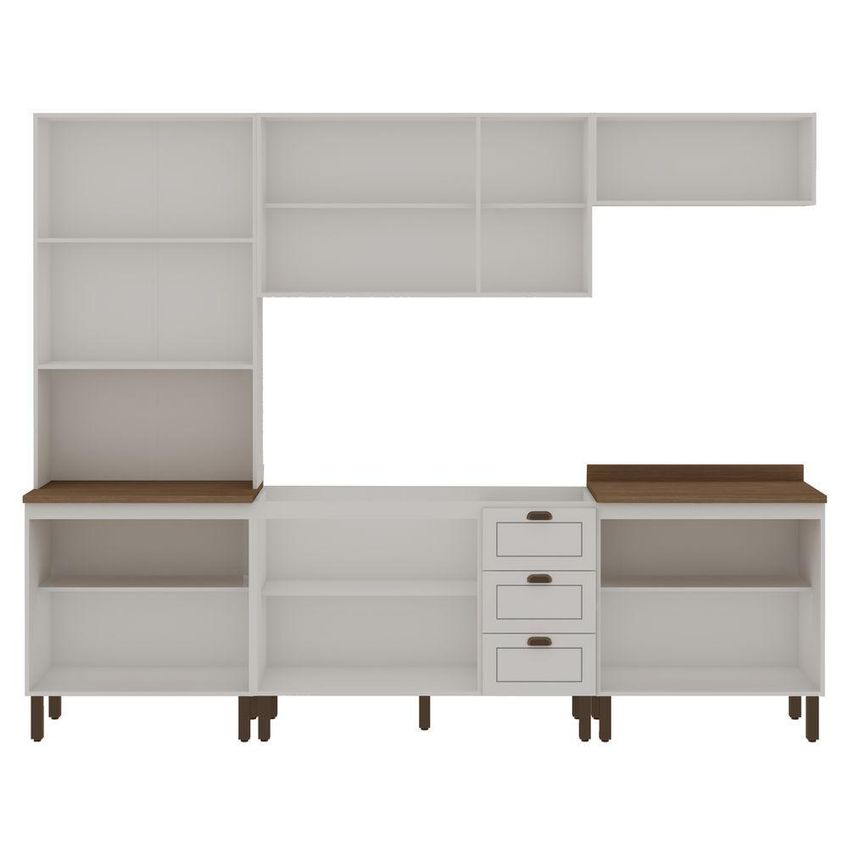 Cozinha Americana 5 Peças 12 Portas 3 Gavetas MDF 280cm Branco Genialflex - imagem 5