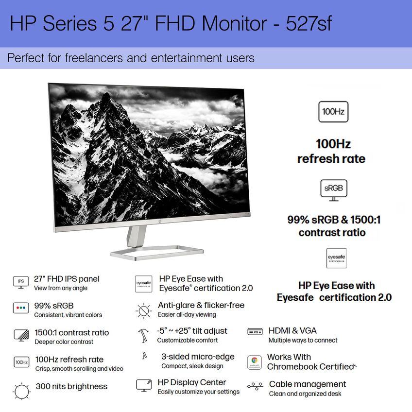 Monitor HP Série 5 27" Full HD 100Hz IPS - imagem 3