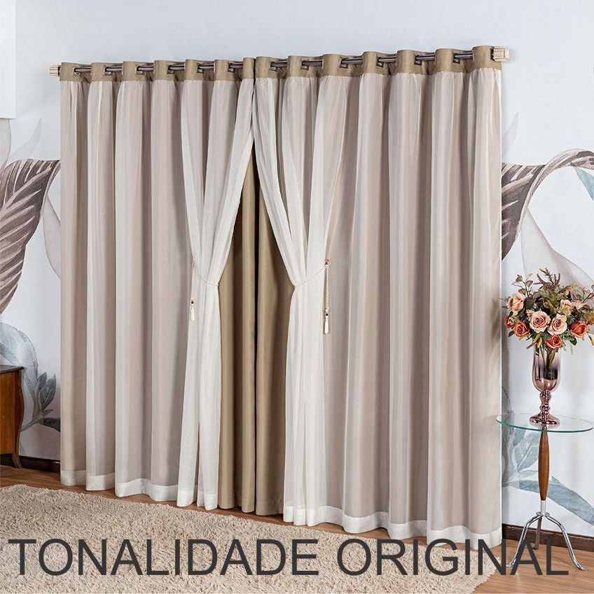 Cortina Realeza Para Varão 4,00m X 2,70m Poliéster Para Decoração Marrom - imagem 3