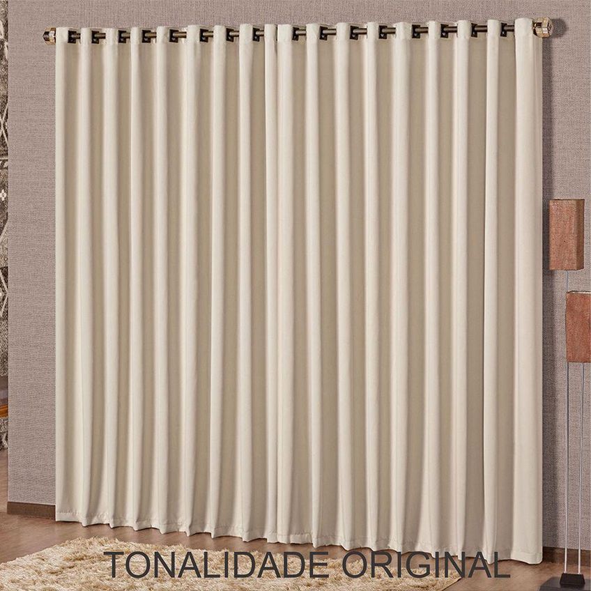Cortina Corta Luz Linha Nobre Poliéster Para Sala Bege - imagem 3