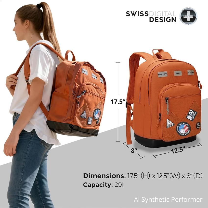 Mochila Swissdigital Sd1718-33 Laranja 29l Com Patches - imagem 3