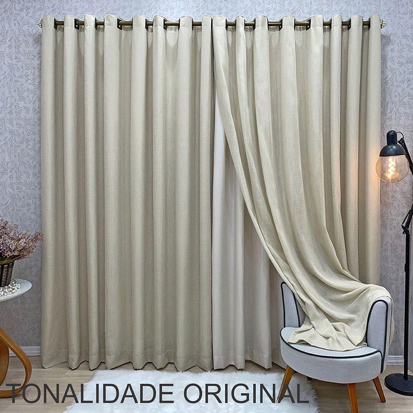 Cortina Athenas Para Varão 3,00m X 2,50m Poliéster Bege Casa Show Enxovais - imagem 3