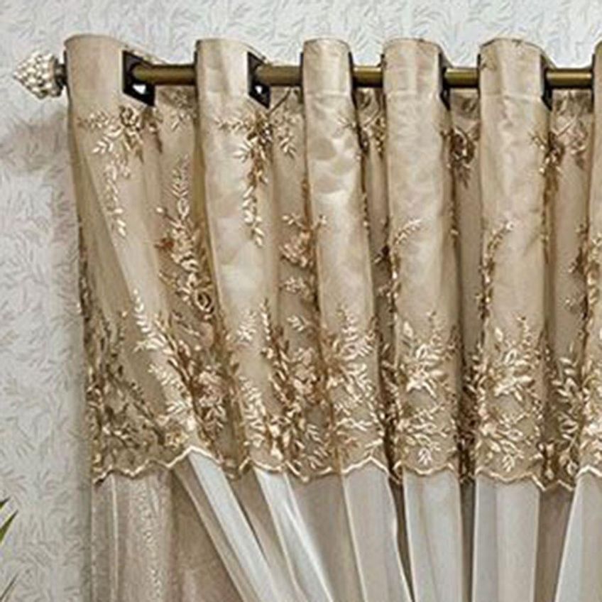 Cortina Fenomenal Para Varão Xale Bordado Poliéster Para Decoração Bronze - imagem 3