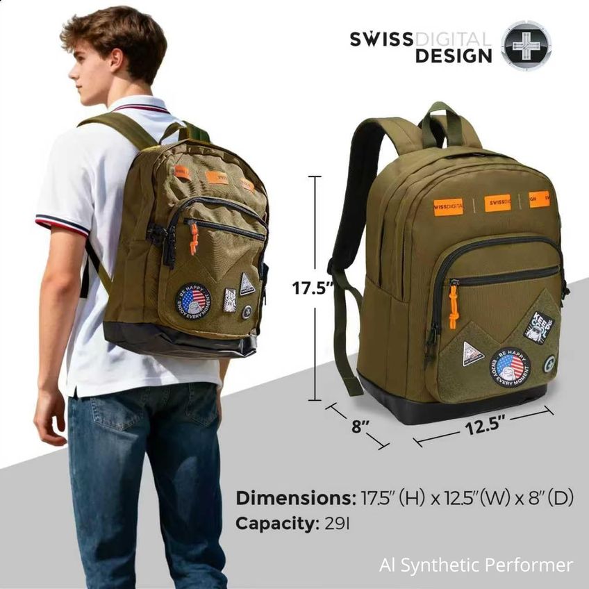 Mochila Swissdigital 29l Verde-oliva Com Patches Sd1718-26 - imagem 3