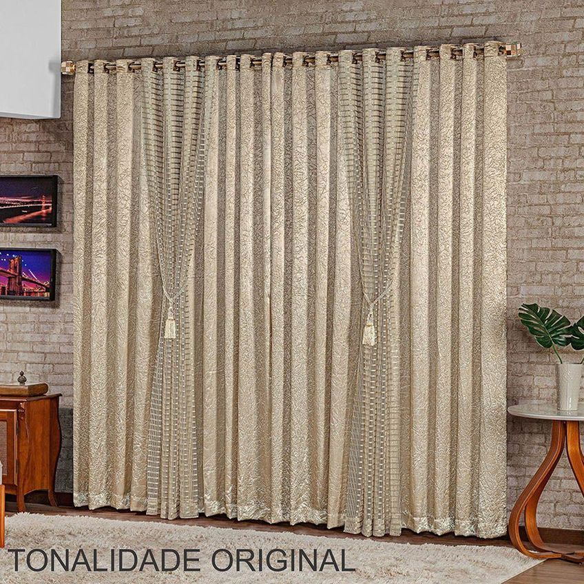 Cortina Rekynte Linha Nobre 2,00m X 1,70m Poliéster Para Decoração Bronze - imagem 2