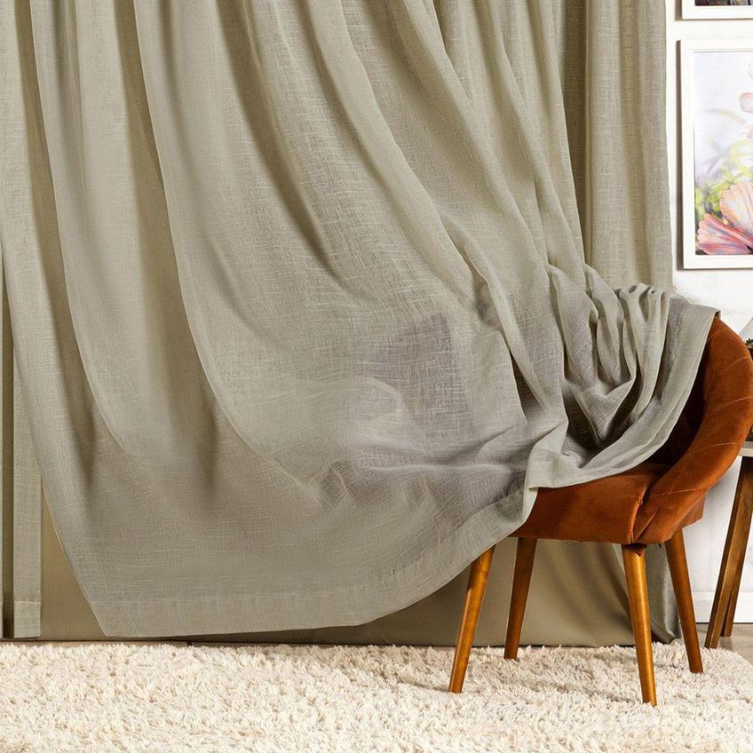 Cortina Marrye Para Varão 2,00m X 1,70m Poliéster Para Decoração Marrom - imagem 3