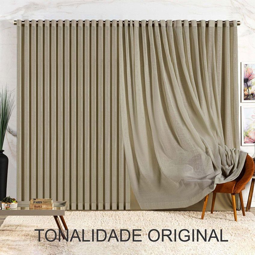 Cortina Marrye Para Varão 2,00m X 1,70m Poliéster Para Decoração Marrom - imagem 4